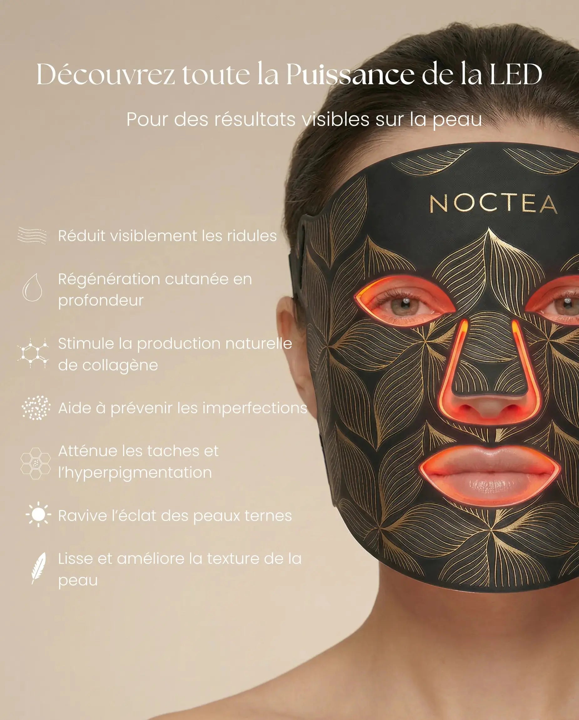 Masque LED NOCTEA Anti-Âge | Peau plus lisse en 10 min par jour NOCTEA